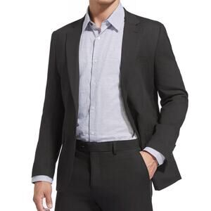 Geoffery Beene Mens 44L Big&Tall 100% Wool Suit Jacket 2 Button Blazer Black EUC